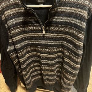 Joseph Abboud Brown and Blue Zip Up Sweater